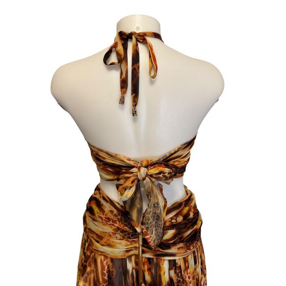 New NWT Bronx and Banco Fire Multi Color Semi Sheer Cut Out Maxi Dress - Picture 7 of 15